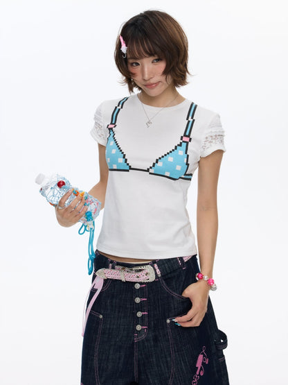 Pixel Graffiti Funny Design Short-Sleeved T-Shirt【s0000016834】