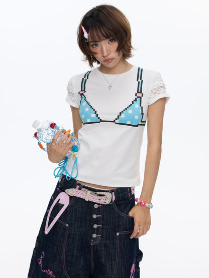 Pixel Graffiti Funny Design Short-Sleeved T-Shirt【s0000016834】