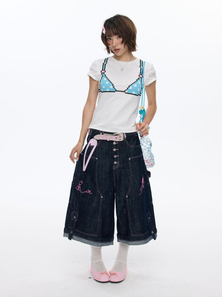Pixel Graffiti Funny Design Short-Sleeved T-Shirt【s0000016834】