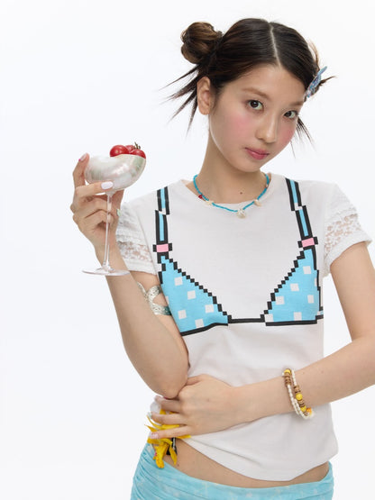 Pixel Graffiti Funny Design Short-Sleeved T-Shirt【s0000016834】
