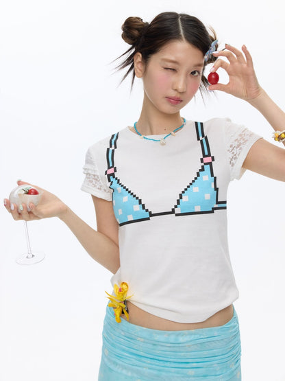 Pixel Graffiti Funny Design Short-Sleeved T-Shirt【s0000016834】