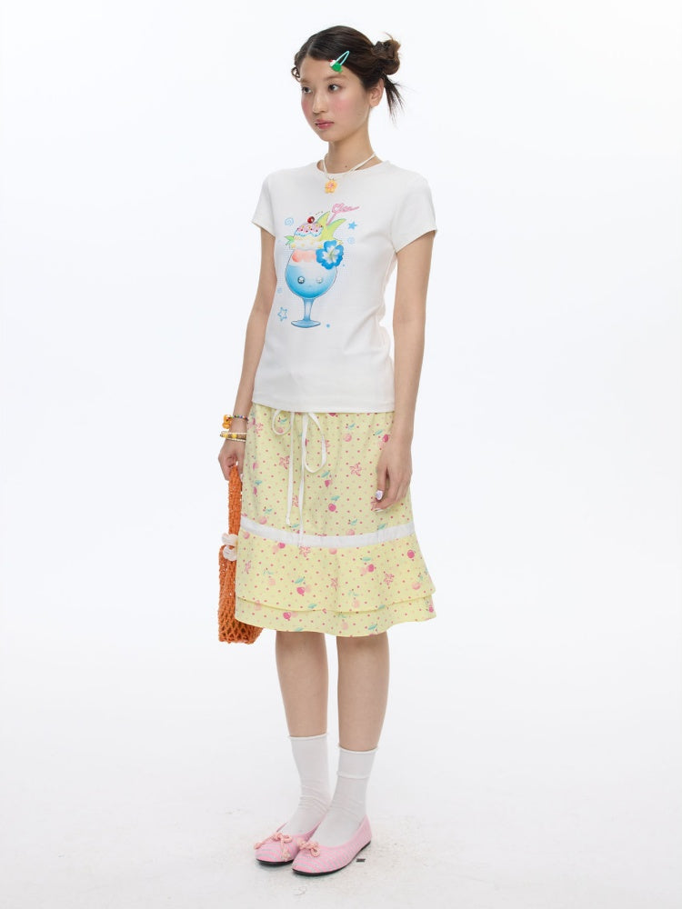 Parfait Print Rhinestone Short Sleeve T-Shirt【s0000016835】