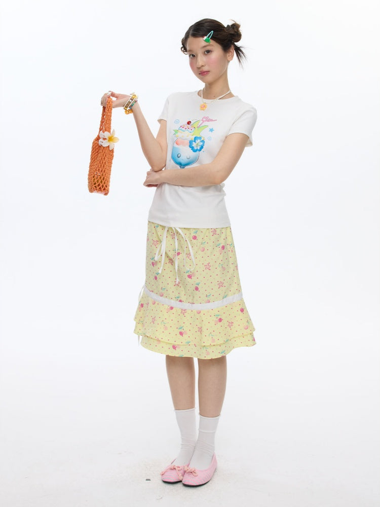 Parfait Print Rhinestone Short Sleeve T-Shirt【s0000016835】
