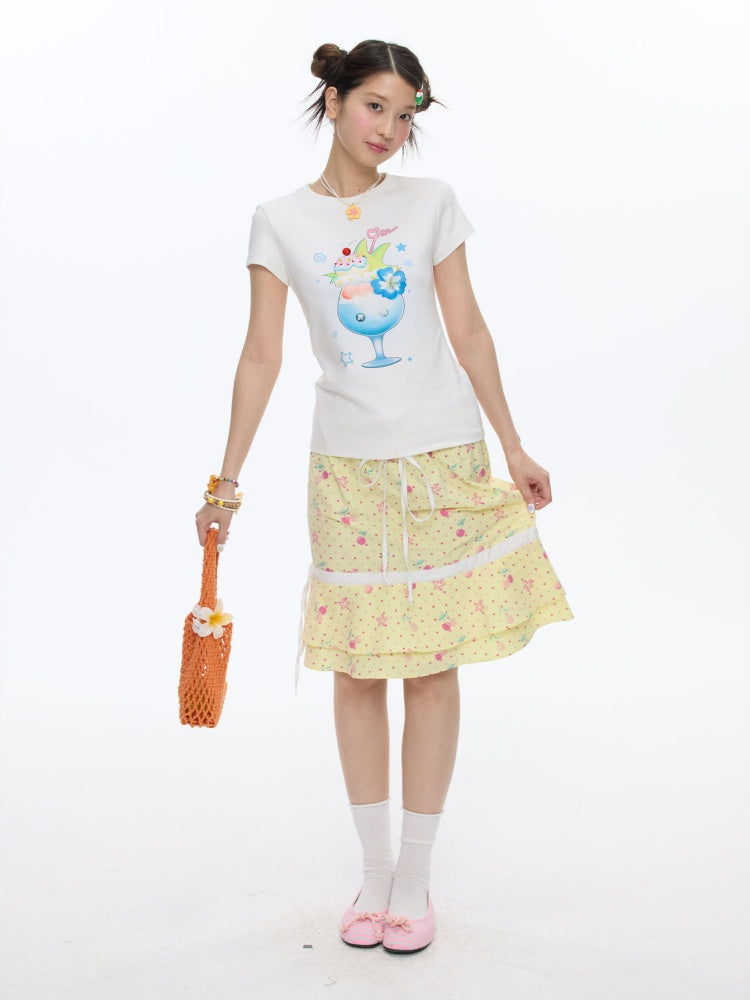 Parfait Print Rhinestone Short Sleeve T-Shirt【s0000016835】