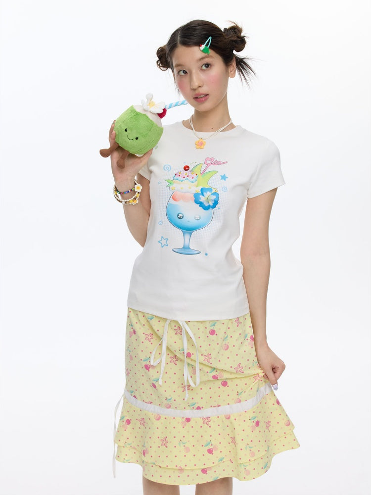 Parfait Print Rhinestone Short Sleeve T-Shirt【s0000016835】