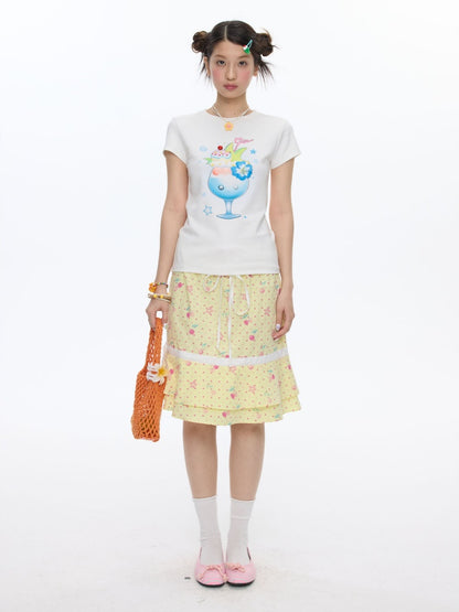 Parfait Print Rhinestone Short Sleeve T-Shirt【s0000016835】