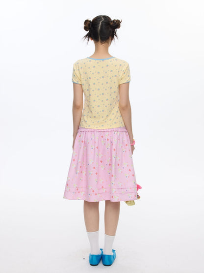 I Love Cake Faux Layered Chinese Slim Short Sleeve T-Shirts【s0000016836】