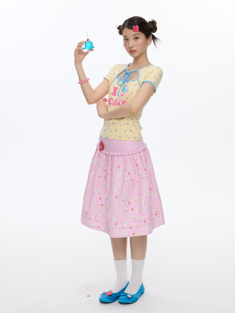 I Love Cake Faux Layered Chinese Slim Short Sleeve T-Shirts【s0000016836】