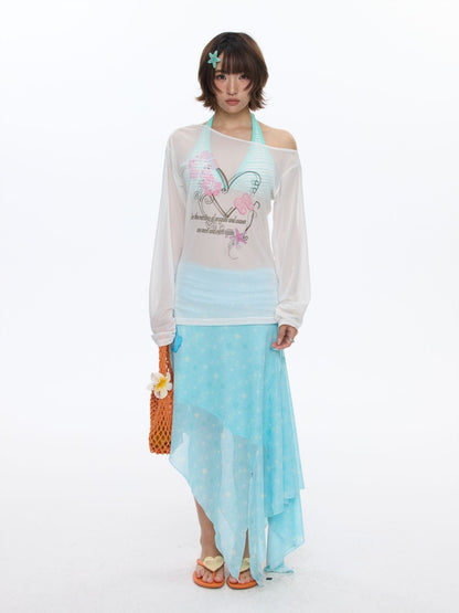 Summer Cool Beach High-Waisted Stretch Mesh Skirt【s0000016837】