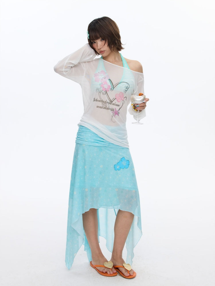 Summer Cool Beach High-Waisted Stretch Mesh Skirt【s0000016837】