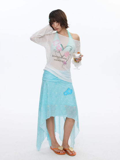 Summer Cool Beach High-Waisted Stretch Mesh Skirt【s0000016837】