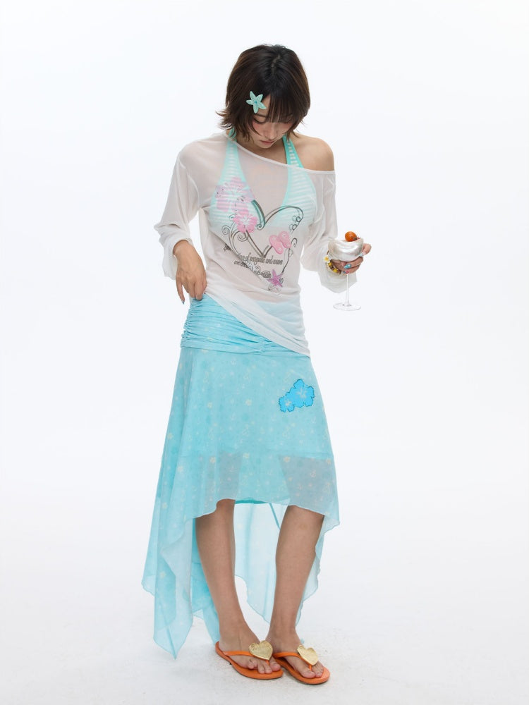 Summer Cool Beach High-Waisted Stretch Mesh Skirt【s0000016837】