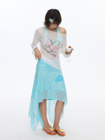 Summer Cool Beach High-Waisted Stretch Mesh Skirt【s0000016837】