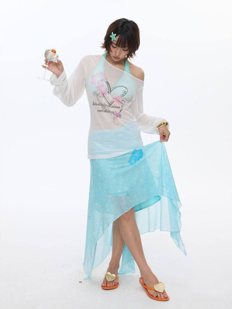 Summer Cool Beach High-Waisted Stretch Mesh Skirt【s0000016837】