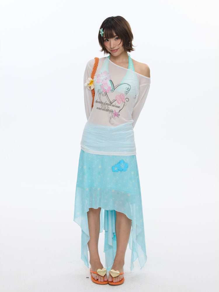 Summer Cool Beach High-Waisted Stretch Mesh Skirt【s0000016837】