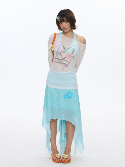 Summer Cool Beach High-Waisted Stretch Mesh Skirt【s0000016837】