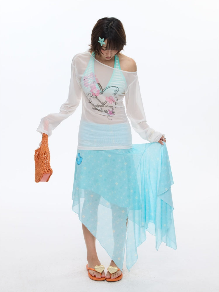 Summer Cool Beach High-Waisted Stretch Mesh Skirt【s0000016837】