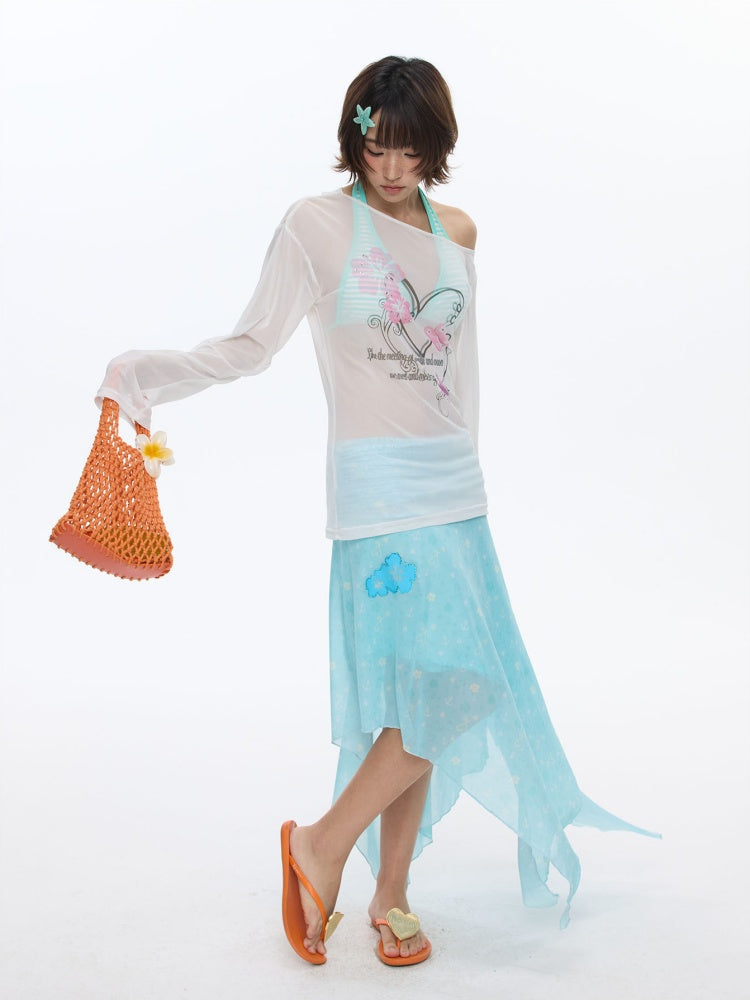 Summer Cool Beach High-Waisted Stretch Mesh Skirt【s0000016837】
