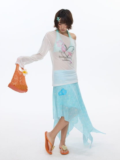 Summer Cool Beach High-Waisted Stretch Mesh Skirt【s0000016837】