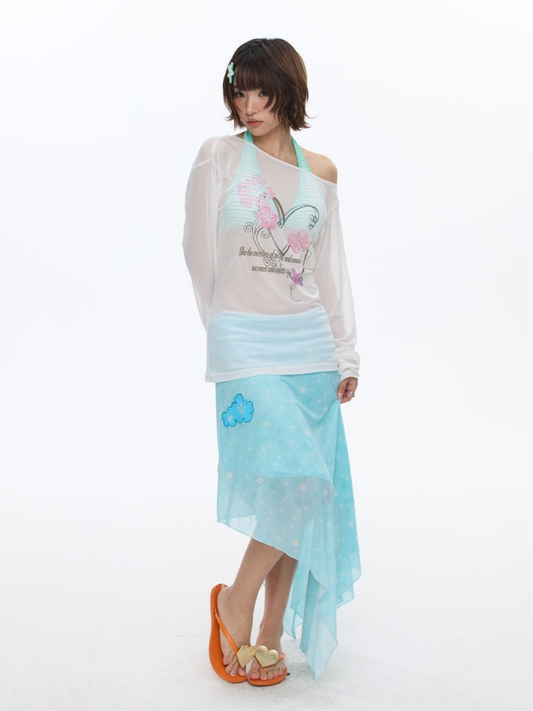 Summer Cool Beach High-Waisted Stretch Mesh Skirt【s0000016837】
