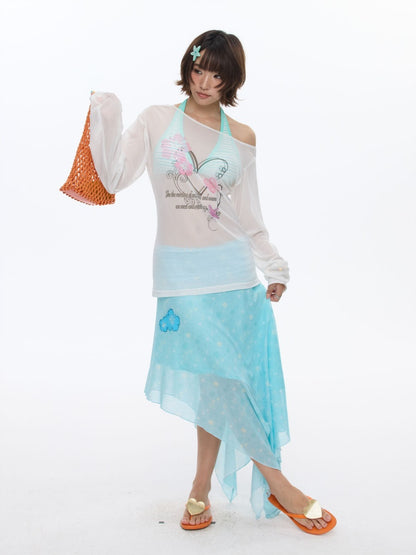 Summer Cool Beach High-Waisted Stretch Mesh Skirt【s0000016837】