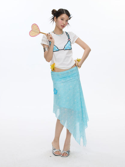 Summer Cool Beach High-Waisted Stretch Mesh Skirt【s0000016837】
