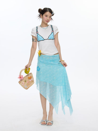 Summer Cool Beach High-Waisted Stretch Mesh Skirt【s0000016837】
