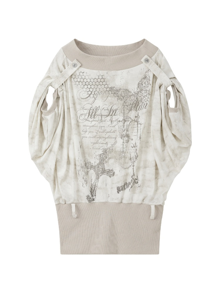 Slanted One-Shoulder Batwing Sleeve Blouse【s0000017052】