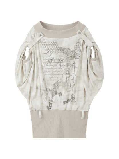 Slanted One-Shoulder Batwing Sleeve Blouse【s0000017052】