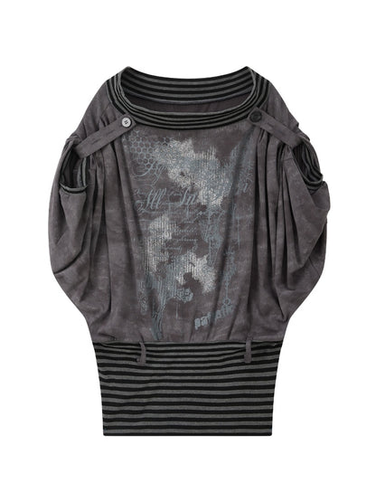 Slanted One-Shoulder Batwing Sleeve Blouse【s0000017052】