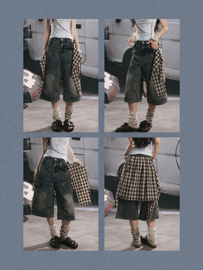 Detachable Butt Curtain Denim Cropped Pants【s0000017057】