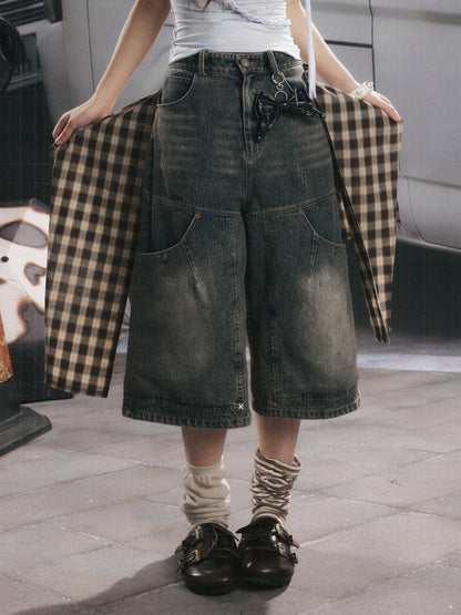Detachable Butt Curtain Denim Cropped Pants【s0000017057】