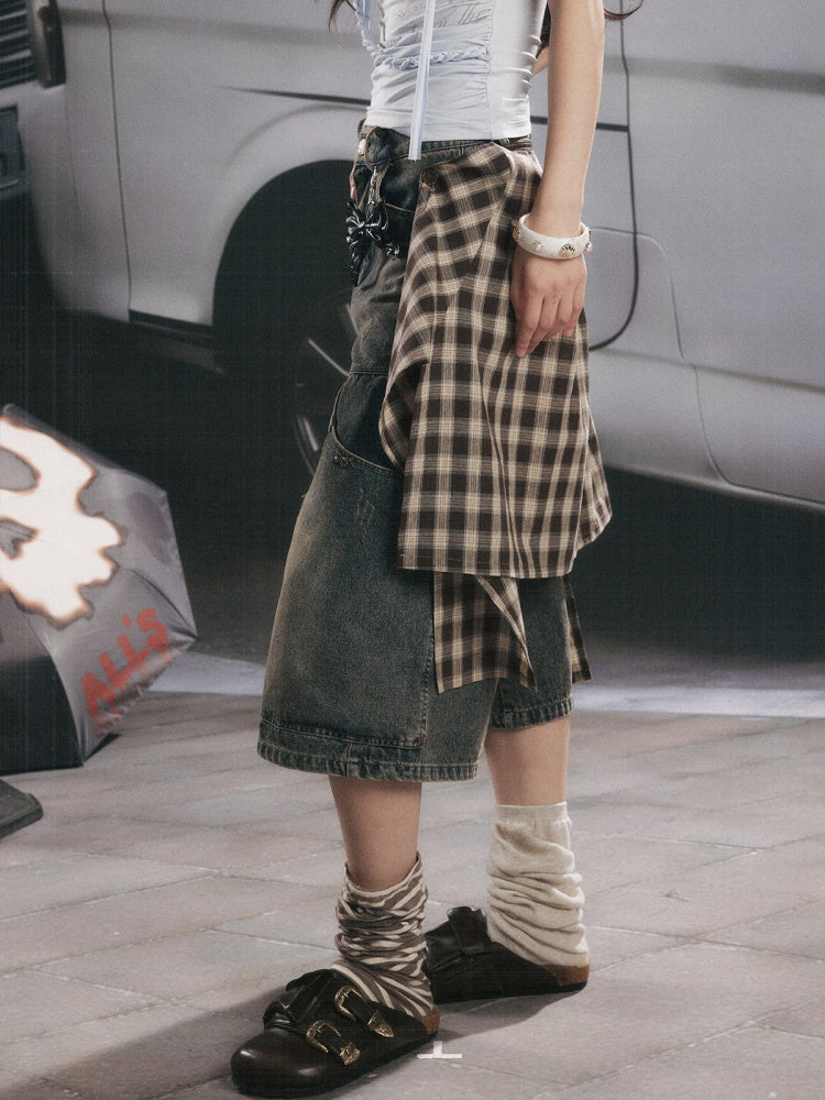 Detachable Butt Curtain Denim Cropped Pants【s0000017057】