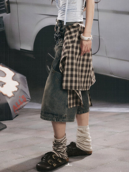 Detachable Butt Curtain Denim Cropped Pants【s0000017057】
