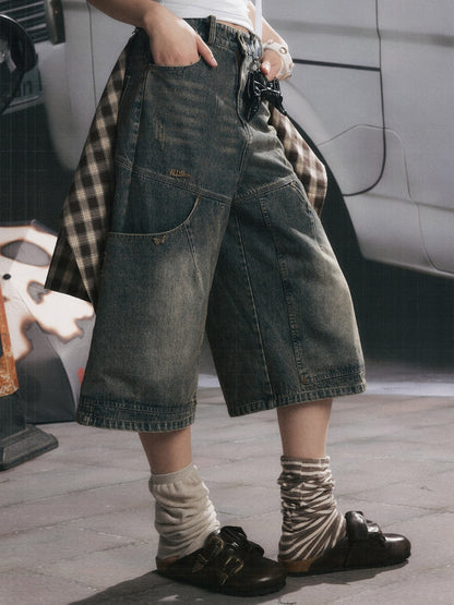 Detachable Butt Curtain Denim Cropped Pants【s0000017057】