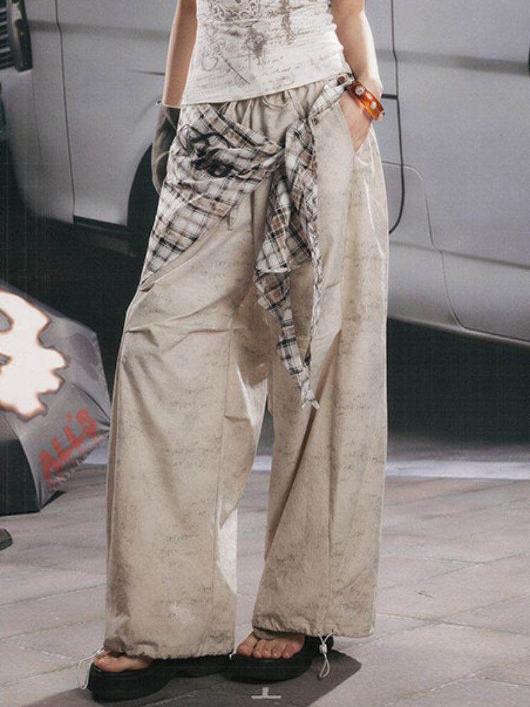 Detachable Plaid Butt Curtain Straight Pants【s0000017058】