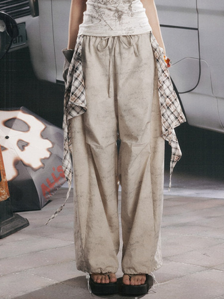 Detachable Plaid Butt Curtain Straight Pants【s0000017058】