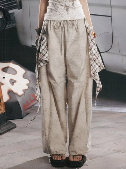 Detachable Plaid Butt Curtain Straight Pants【s0000017058】