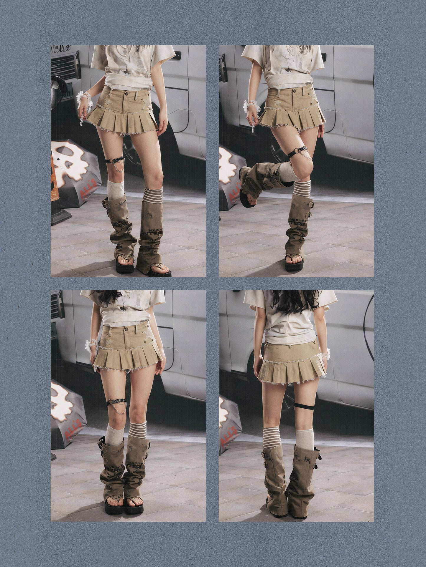 Five-Pointed Star Low Waist Pleats Short Skirt 【s0000017065】