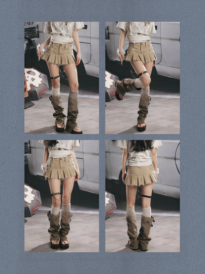 Five-Pointed Star Low Waist Pleats Short Skirt 【s0000017065】