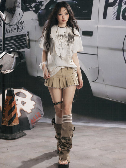 Five-Pointed Star Low Waist Pleats Short Skirt 【s0000017065】