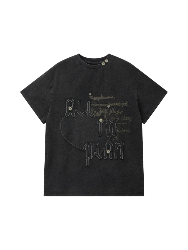Round Neck Letter Loose Short Sleeve T-Shirt 【s0000017067】