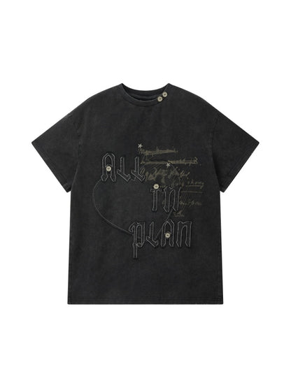 Round Neck Letter Loose Short Sleeve T-Shirt 【s0000017067】