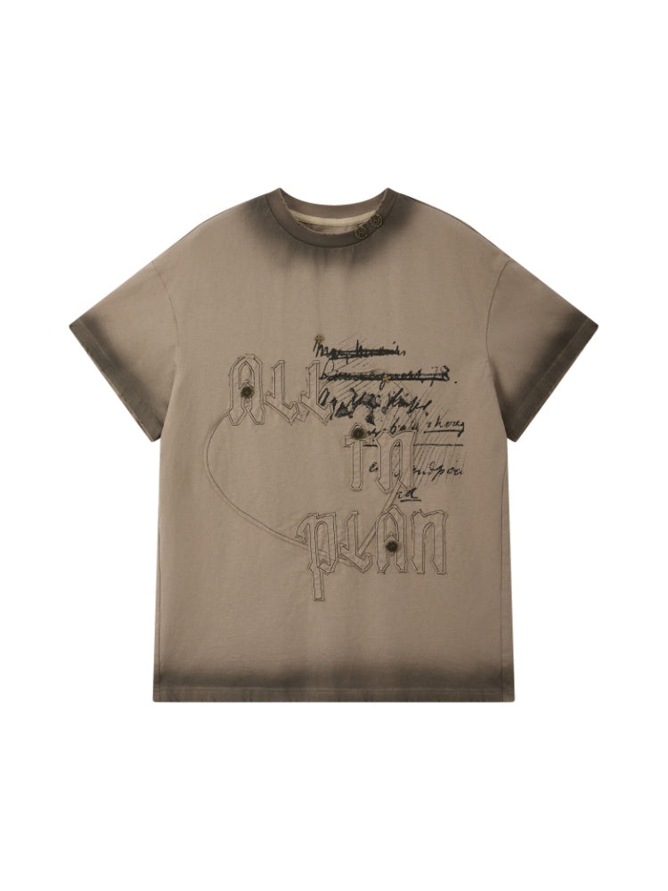 Round Neck Letter Loose Short Sleeve T-Shirt 【s0000017067】
