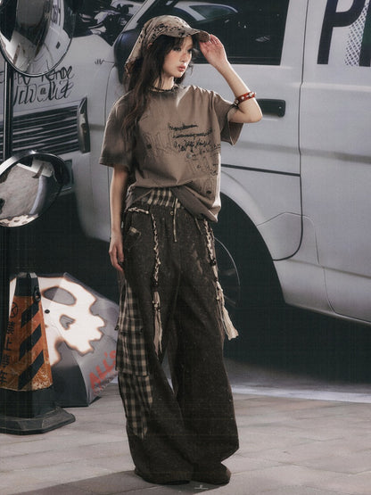 Round Neck Letter Loose Short Sleeve T-Shirt 【s0000017067】