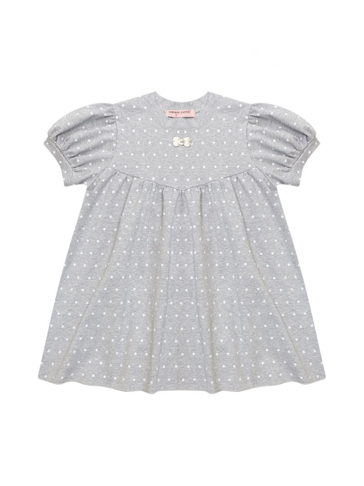 Light-Gray Polka Dot Puff Sleeve T-Shirt 【s0000017073】