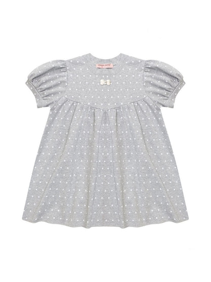 Light-Gray Polka Dot Puff Sleeve T-Shirt 【s0000017073】