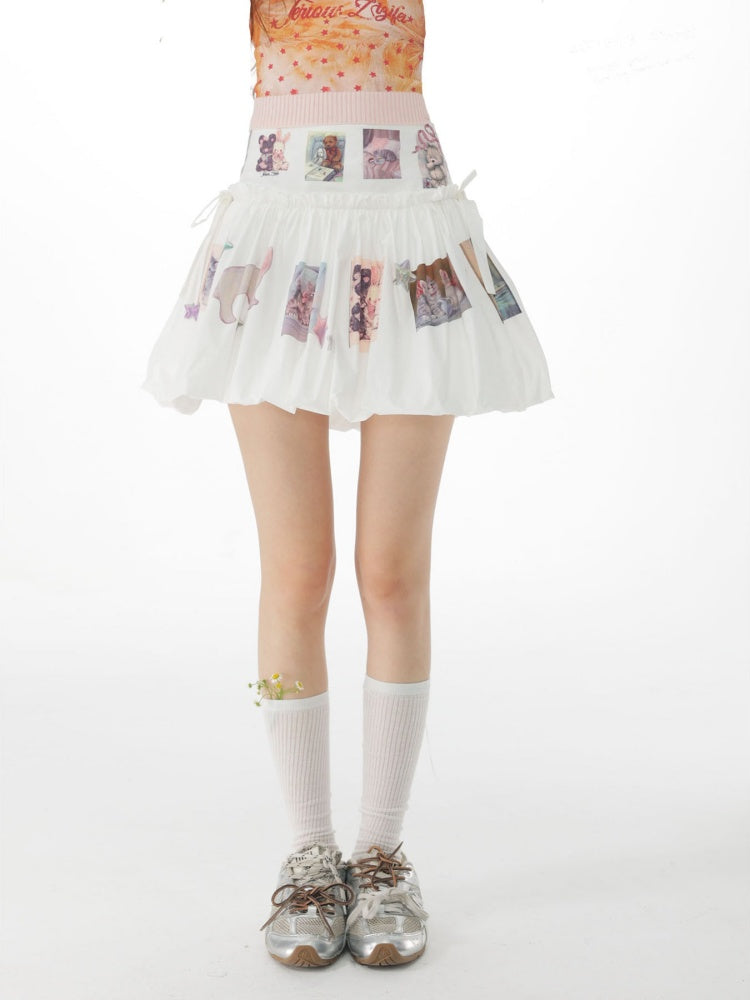 Childlike Print High Waist Slimming Pocket Skirt【s0000017078】