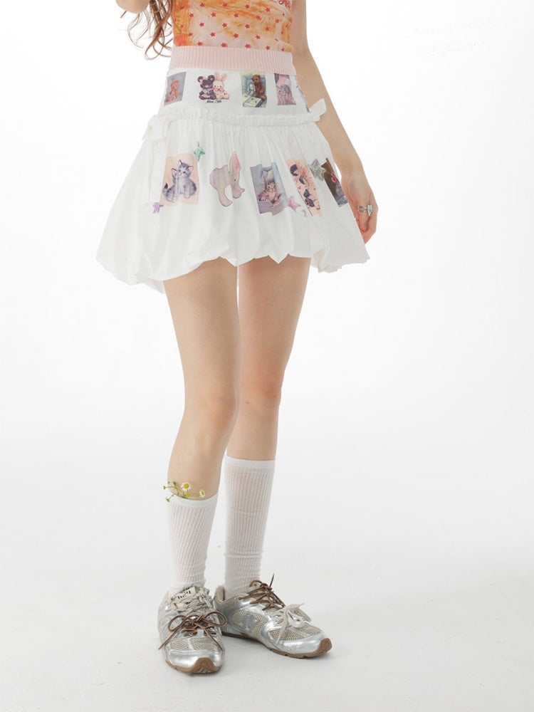 Childlike Print High Waist Slimming Pocket Skirt【s0000017078】