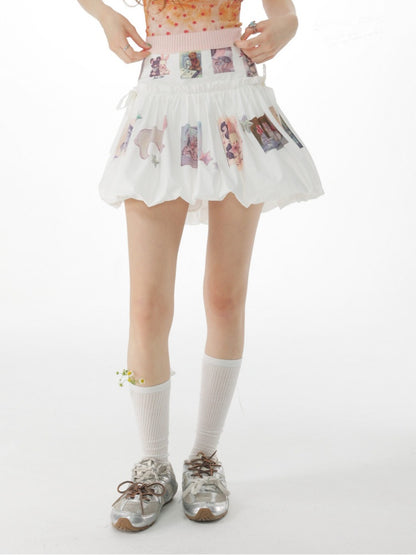 Childlike Print High Waist Slimming Pocket Skirt【s0000017078】